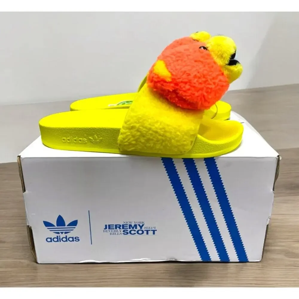 Adidas Jeremy Scott NBA Adilette Bear Yellow Lifestyle Slides Mens 8 or Womens 9